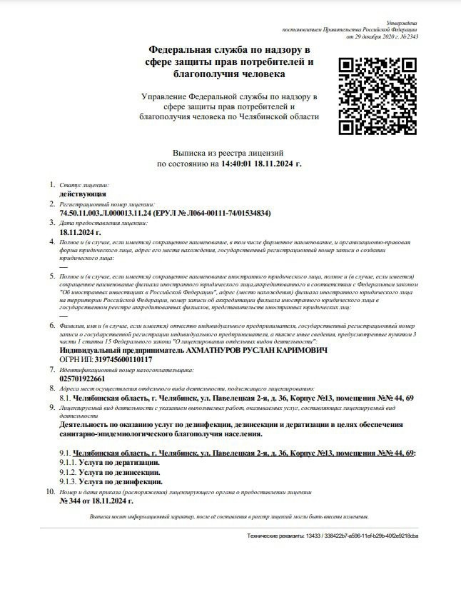 Лицензия роспотребнадзора